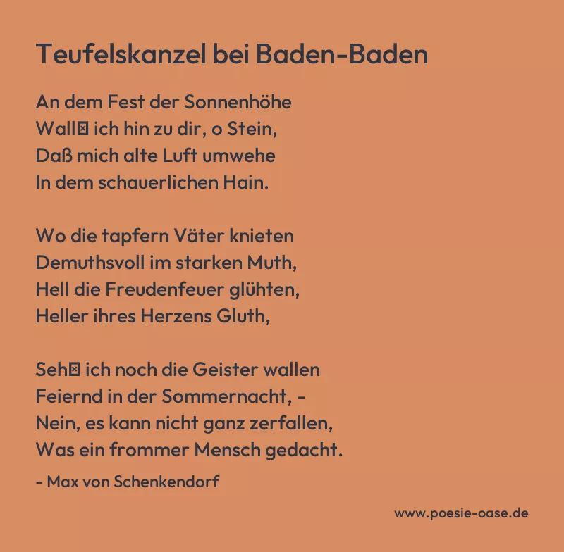 Gedicht: Teufelskanzel bei Baden-Baden von Max von Schenkendorf