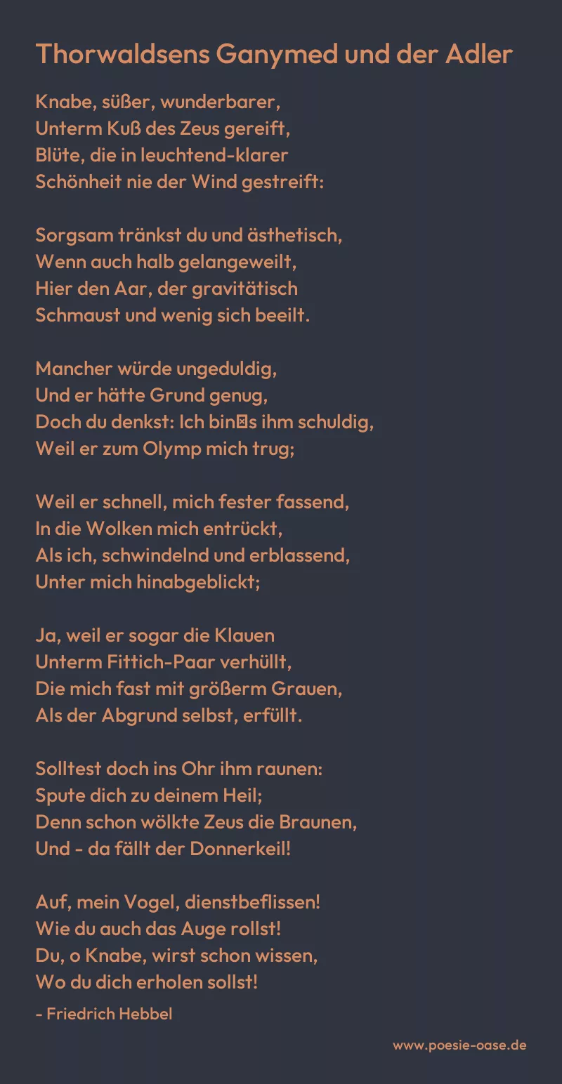 Gedicht: Thorwaldsens Ganymed und der Adler von Friedrich Hebbel