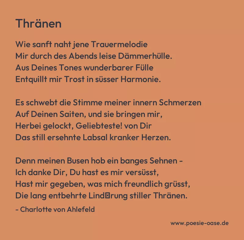 Gedicht: Thränen von Charlotte von Ahlefeld