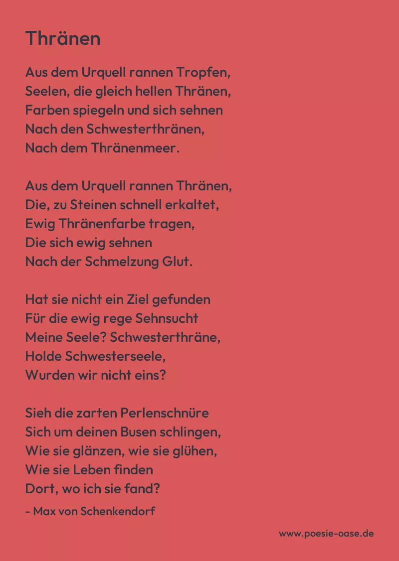 Gedicht: Thränen von Max von Schenkendorf