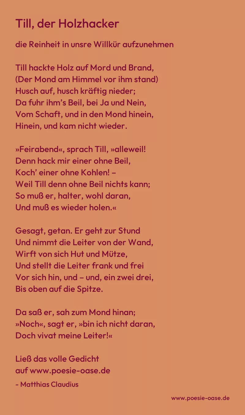 Gedicht: Till, der Holzhacker von Matthias Claudius