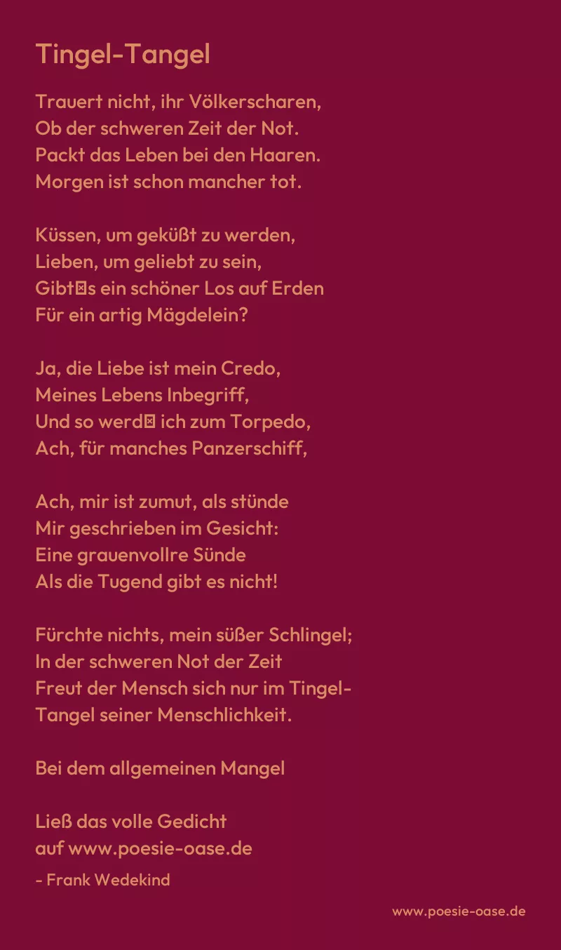 Gedicht: Tingel-Tangel von Frank Wedekind