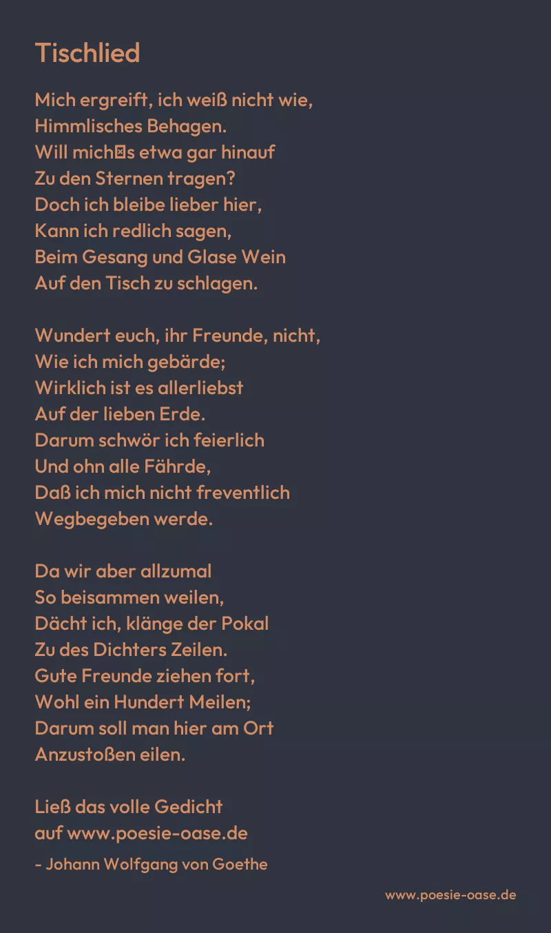 Gedicht: Tischlied von Johann Wolfgang von Goethe