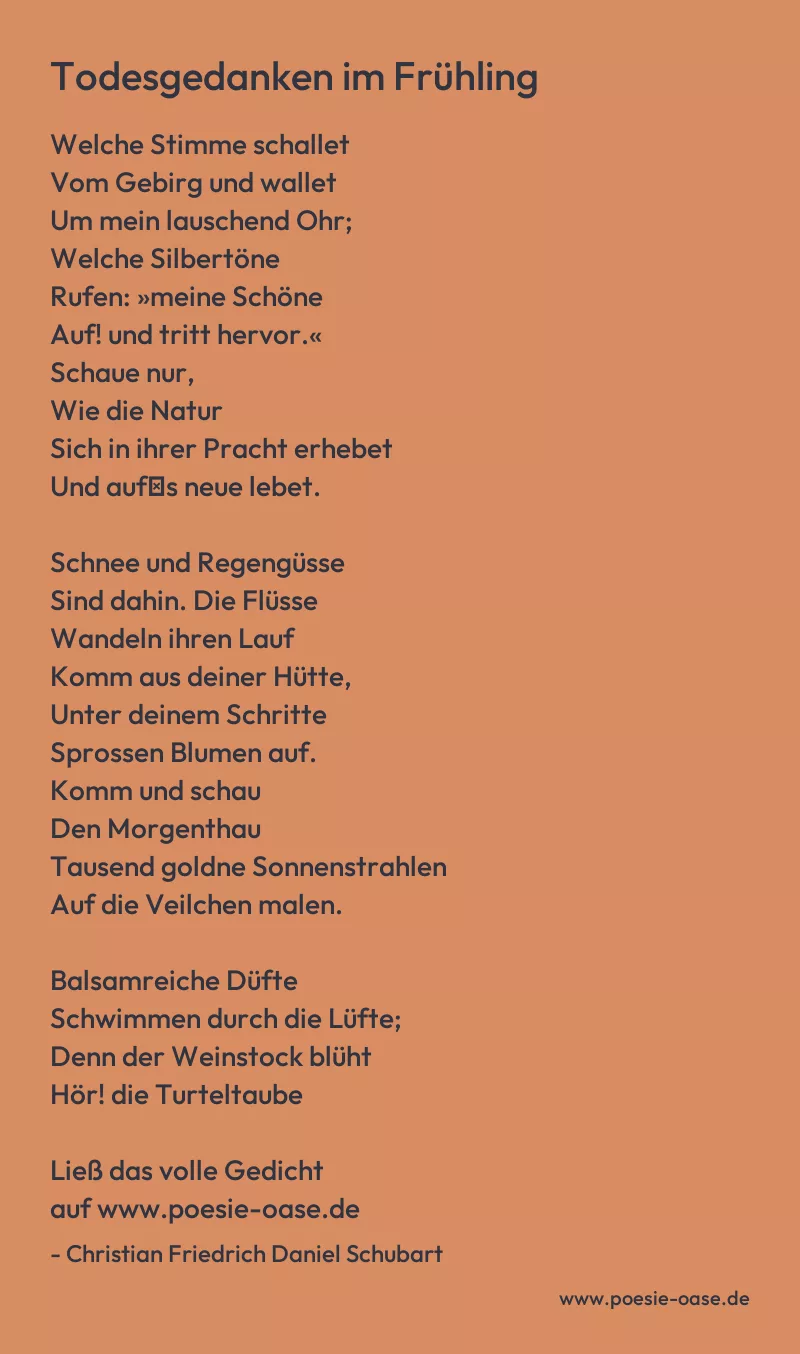 Gedicht: Todesgedanken im Frühling von Christian Friedrich Daniel Schubart