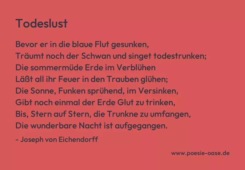 Gedicht: Todeslust von Joseph von Eichendorff