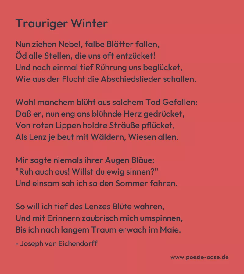 Gedicht: Trauriger Winter von Joseph von Eichendorff