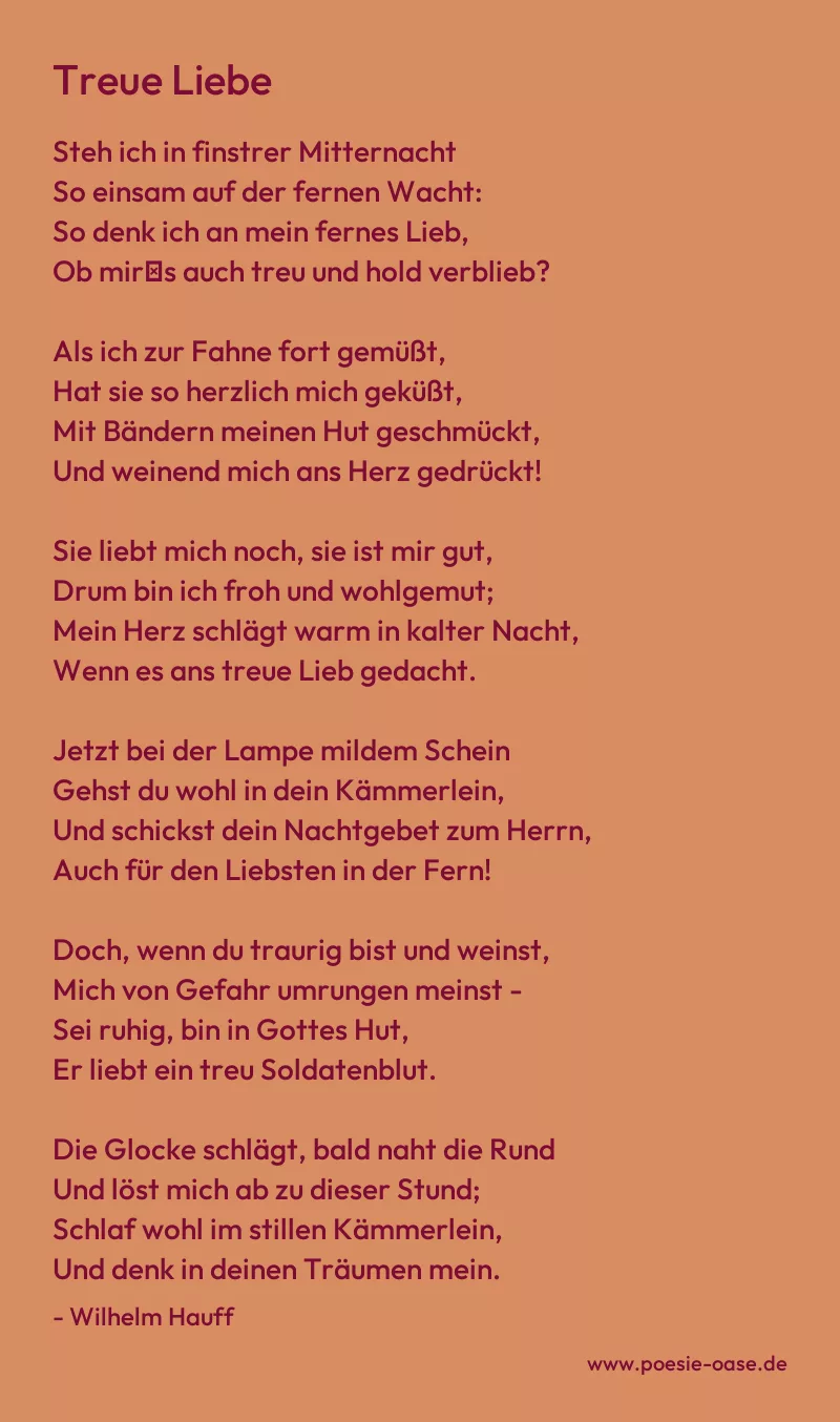 Gedicht: Treue Liebe von Wilhelm Hauff