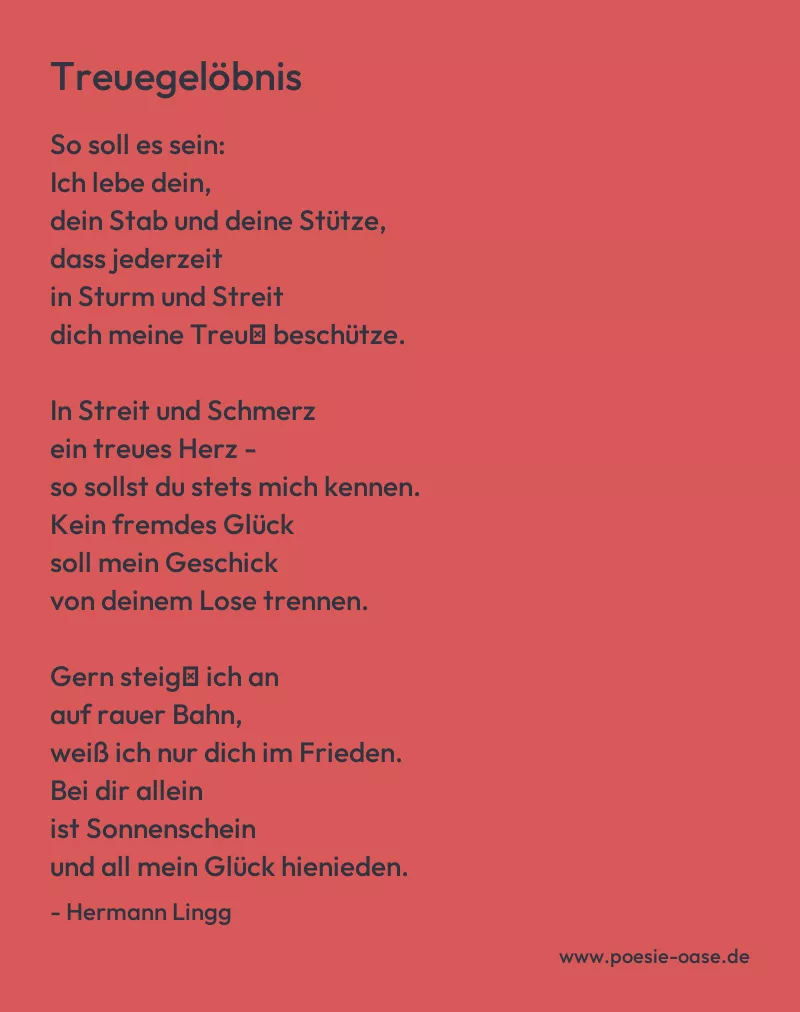 Gedicht: Treuegelöbnis von Hermann Lingg