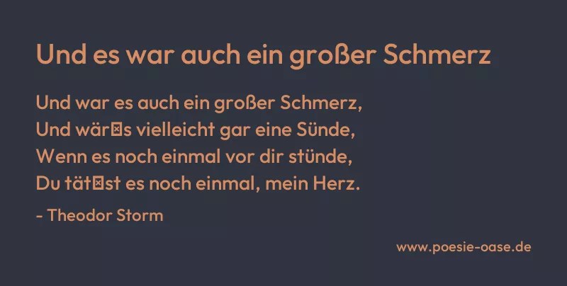 Gedicht: Und es war auch ein großer Schmerz von Theodor Storm