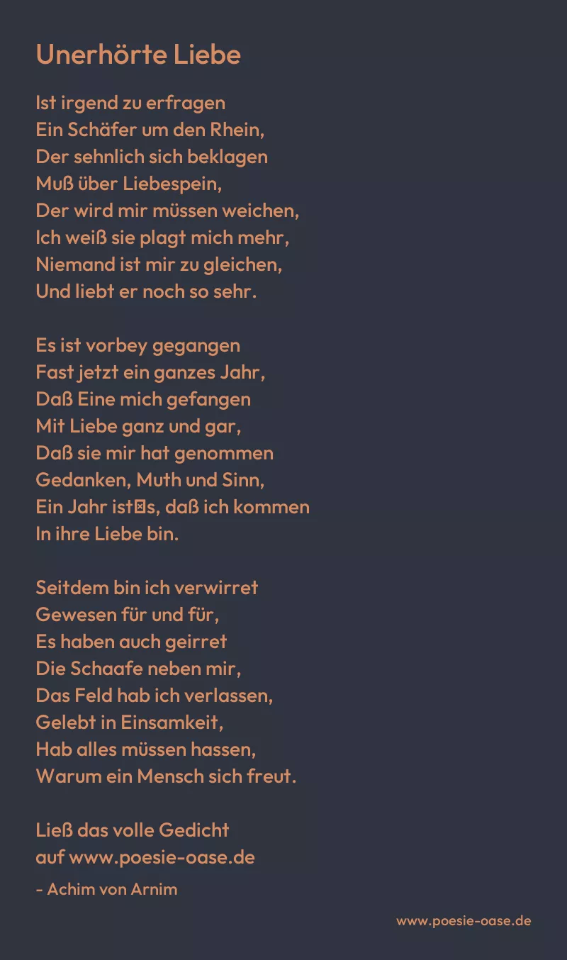 Gedicht: Unerhörte Liebe von Achim von Arnim