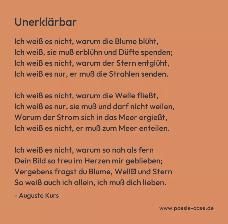 Gedicht: Unerklärbar von Auguste Kurs