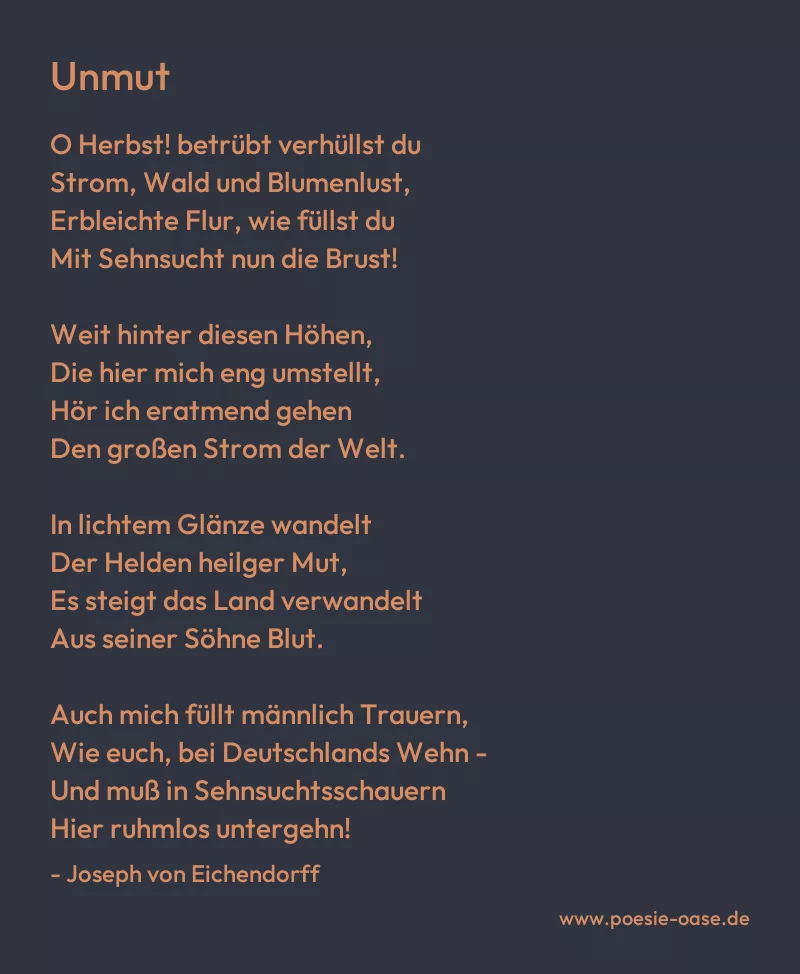 Gedicht: Unmut von Joseph von Eichendorff