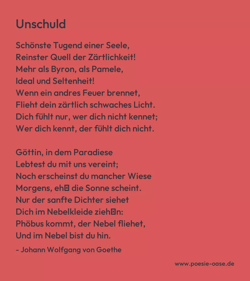 Gedicht: Unschuld von Johann Wolfgang von Goethe