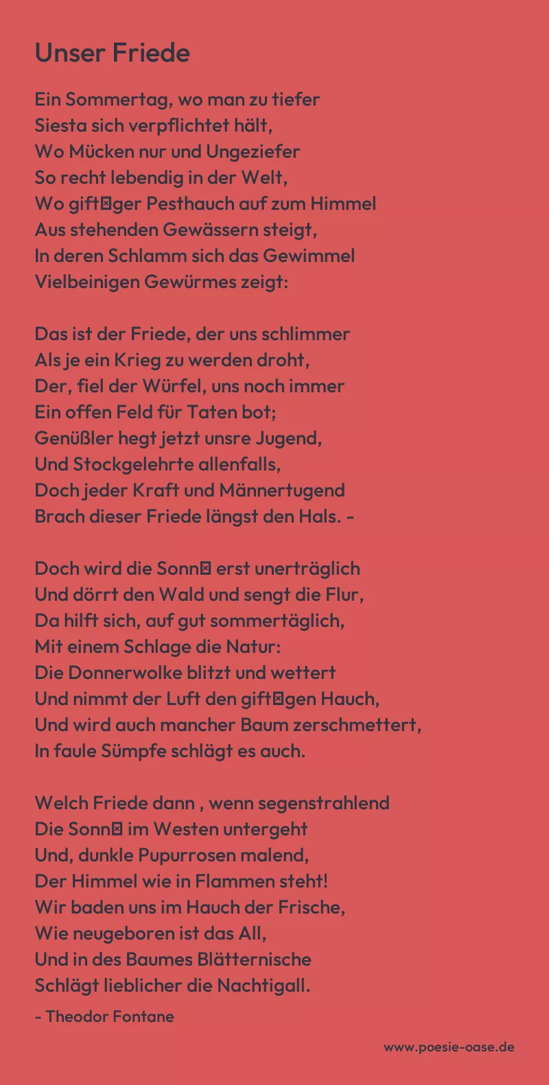 Gedicht: Unser Friede von Theodor Fontane
