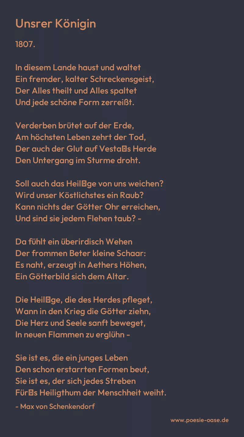 Gedicht: Unsrer Königin von Max von Schenkendorf