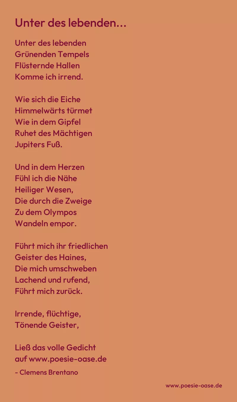 Gedicht: Unter des lebenden... von Clemens Brentano