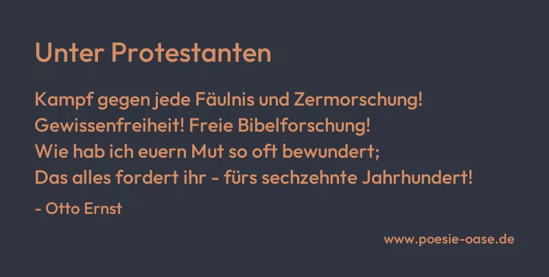Gedicht: Unter Protestanten von Otto Ernst