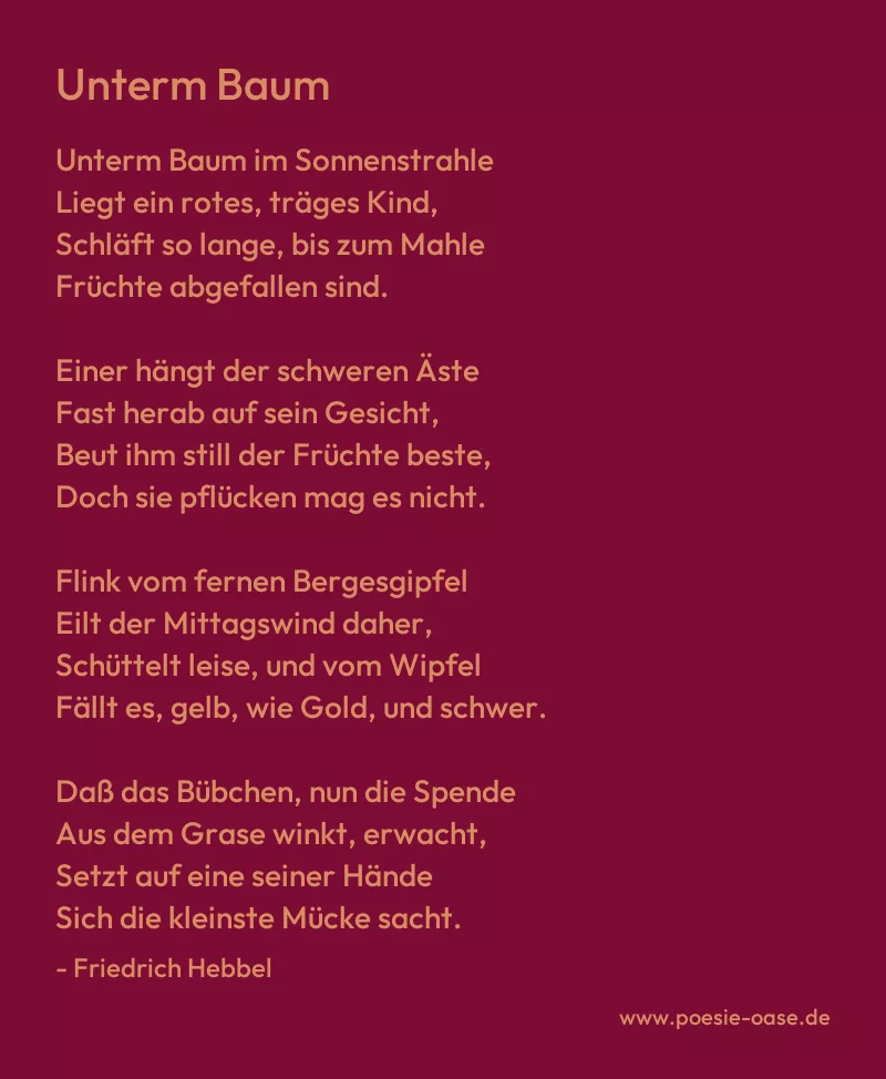 Gedicht: Unterm Baum von Friedrich Hebbel