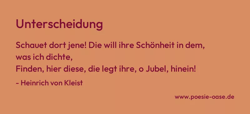 Gedicht: Unterscheidung von Heinrich von Kleist