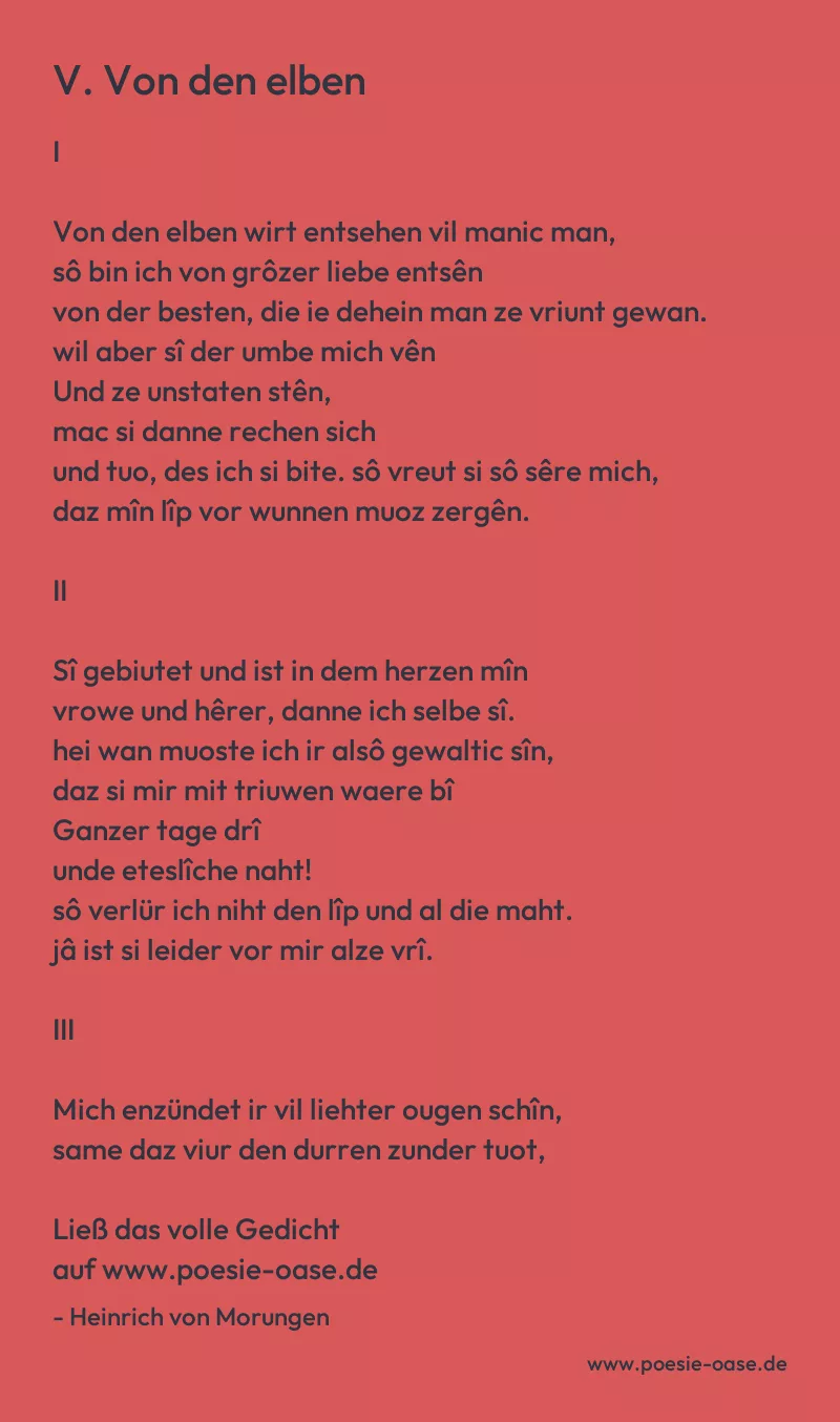 Gedicht: V. Von den elben von Heinrich von Morungen