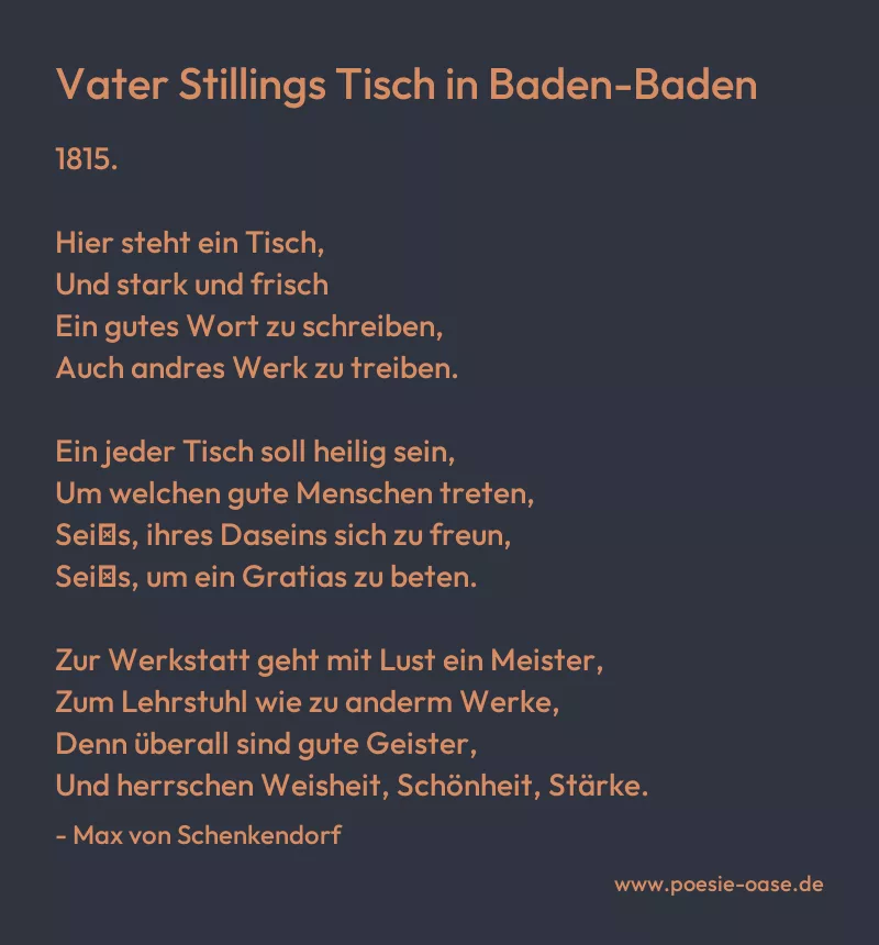 Gedicht: Vater Stillings Tisch in Baden-Baden von Max von Schenkendorf