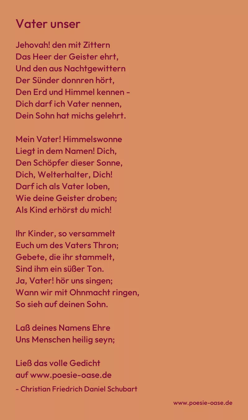 Gedicht: Vater unser von Christian Friedrich Daniel Schubart