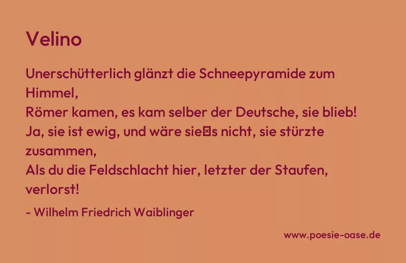 Gedicht: Velino von Wilhelm Friedrich Waiblinger