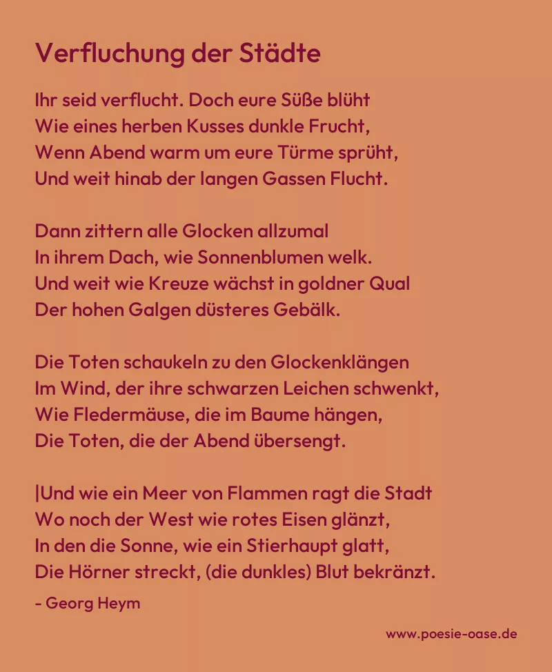 Gedicht: Verfluchung der Städte von Georg Heym