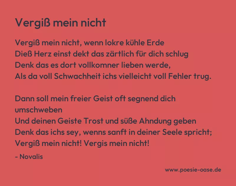 Gedicht: Vergiß mein nicht von Novalis
