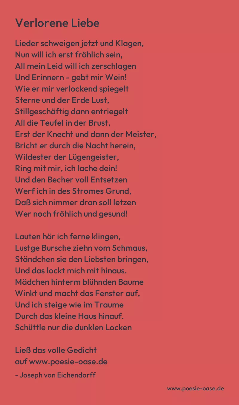 Gedicht: Verlorene Liebe von Joseph von Eichendorff