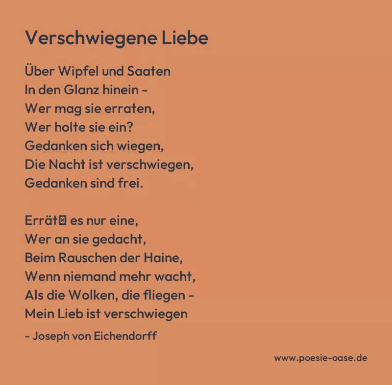 Gedicht: Verschwiegene Liebe von Joseph von Eichendorff