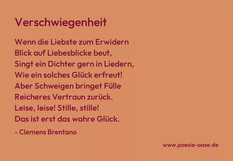 Gedicht: Verschwiegenheit von Clemens Brentano