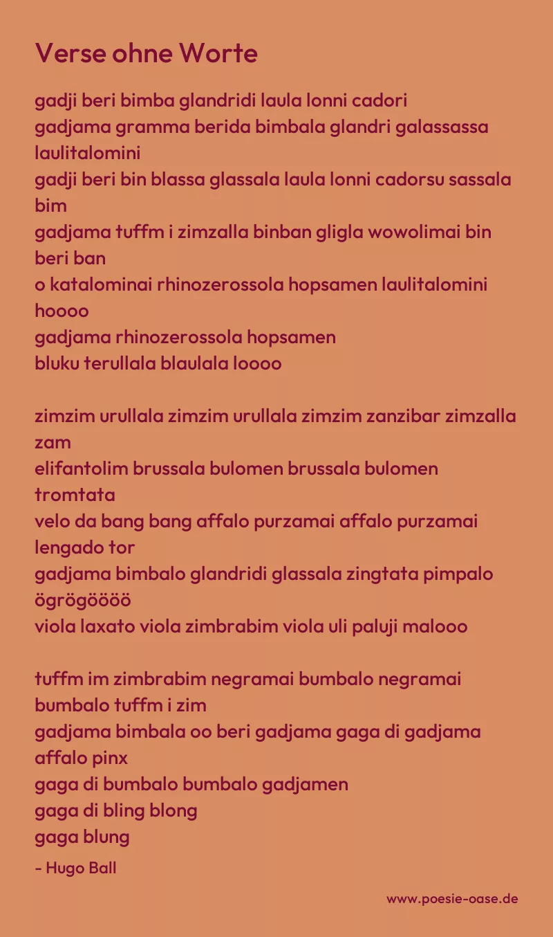 Gedicht: Verse ohne Worte von Hugo Ball
