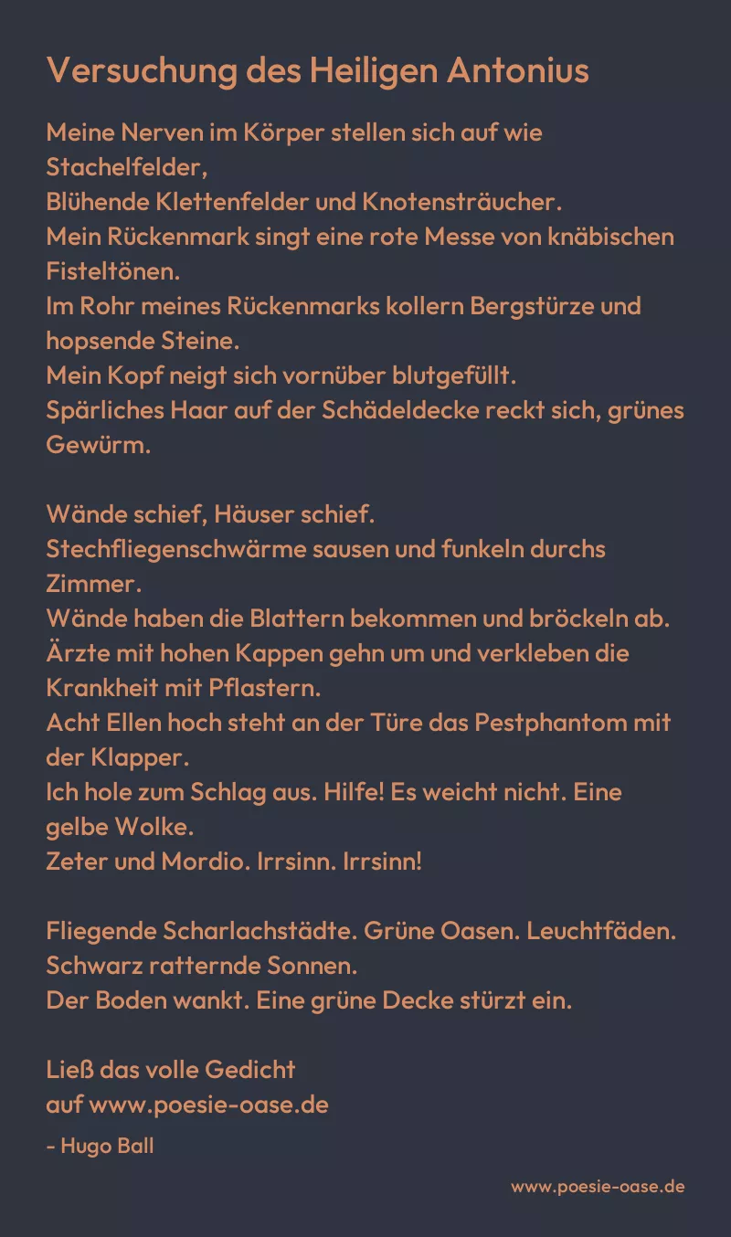 Gedicht: Versuchung des Heiligen Antonius von Hugo Ball