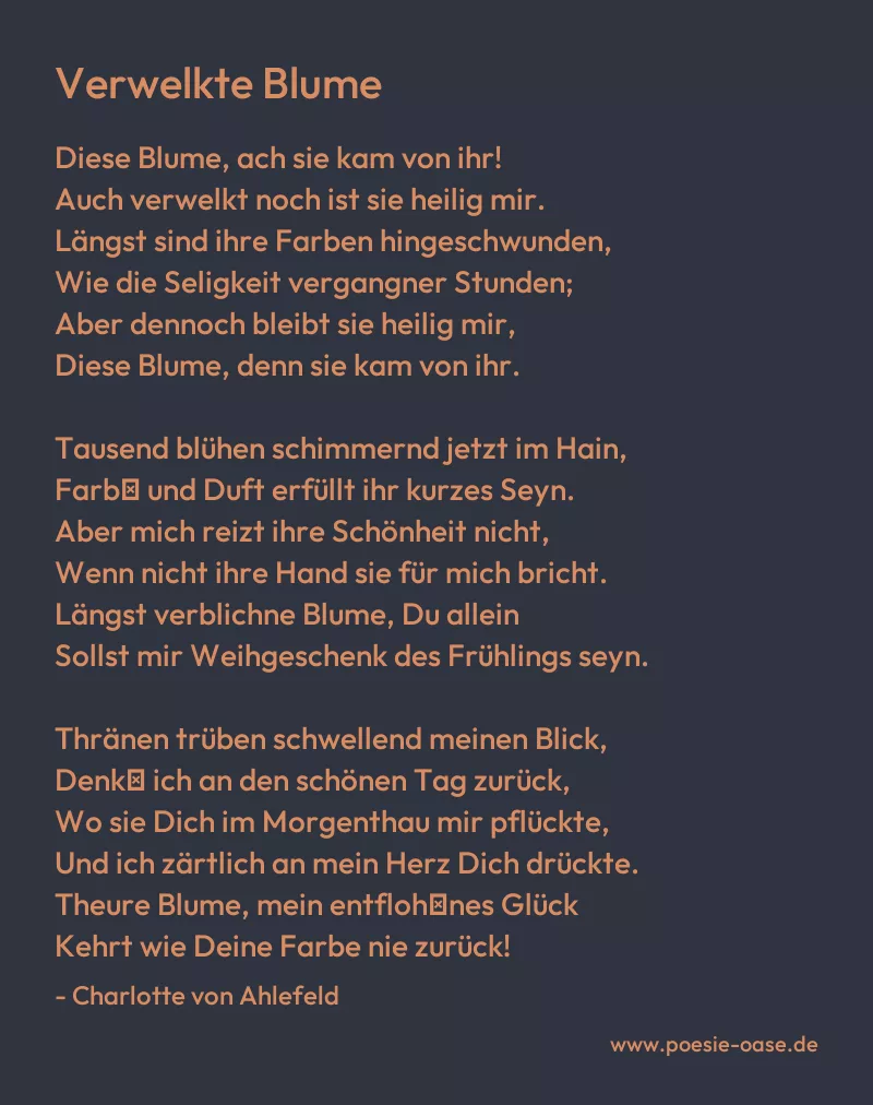 Gedicht: Verwelkte Blume von Charlotte von Ahlefeld