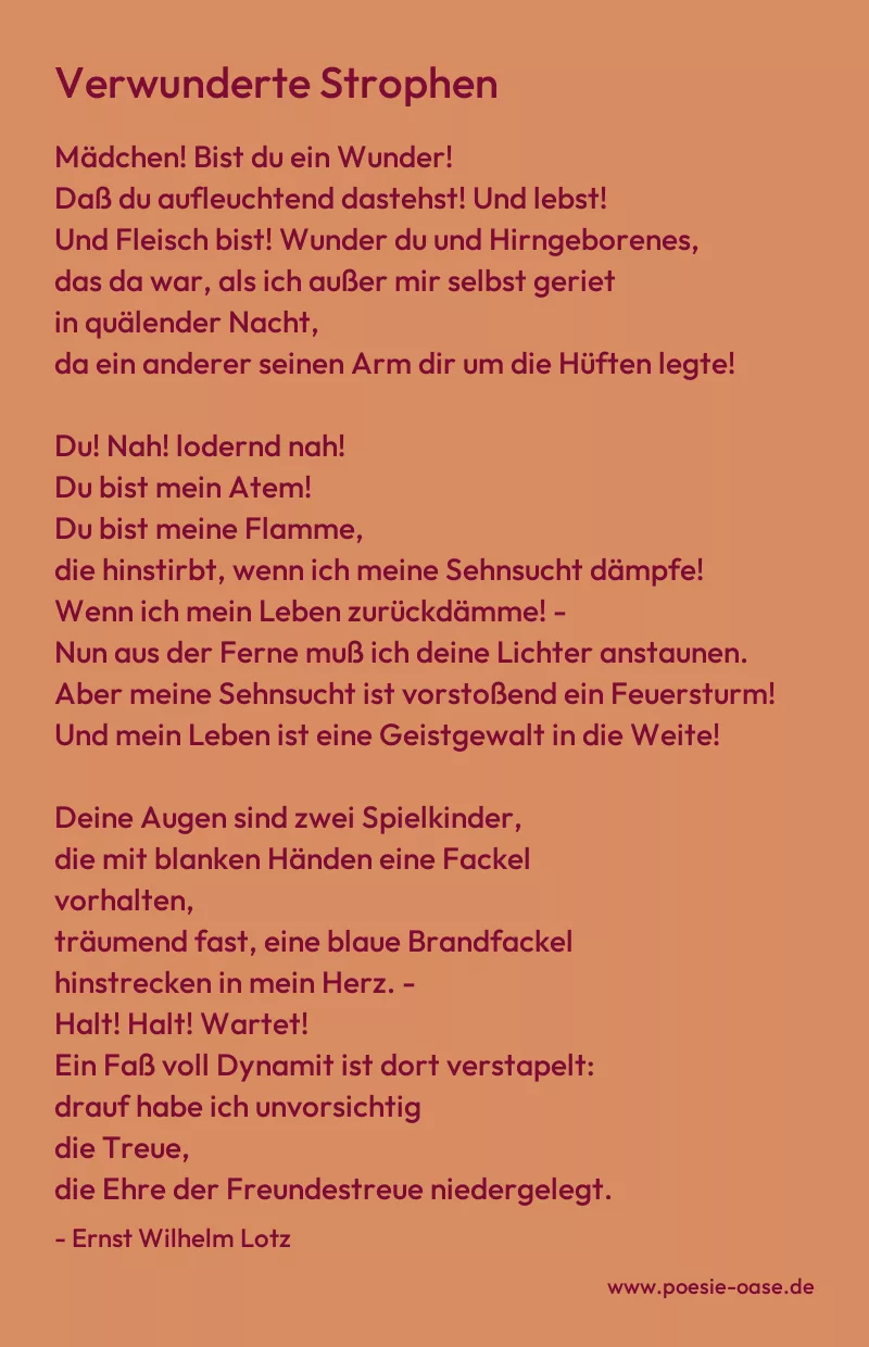 Gedicht: Verwunderte Strophen von Ernst Wilhelm Lotz