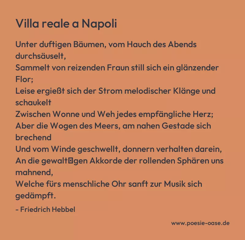 Gedicht: Villa reale a Napoli von Friedrich Hebbel