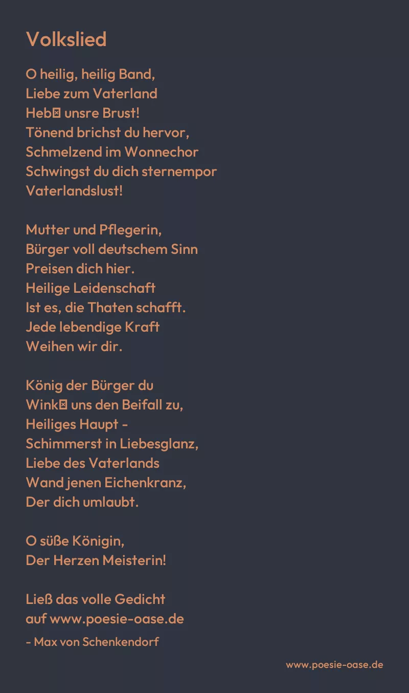 Gedicht: Volkslied von Max von Schenkendorf