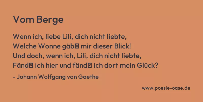Gedicht: Vom Berge von Johann Wolfgang von Goethe