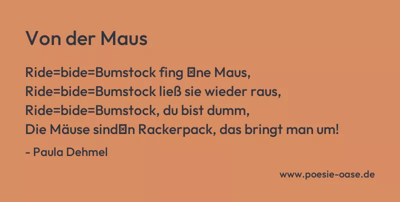 Gedicht: Von der Maus von Paula Dehmel
