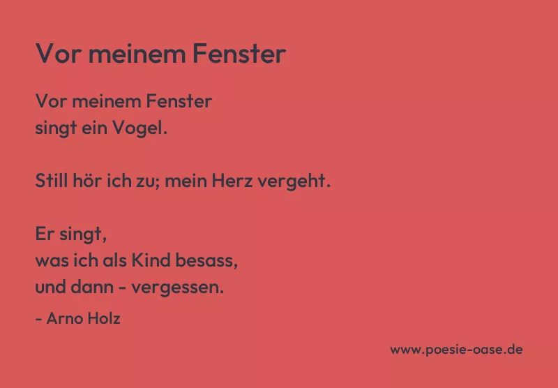 Gedicht: Vor meinem Fenster von Arno Holz