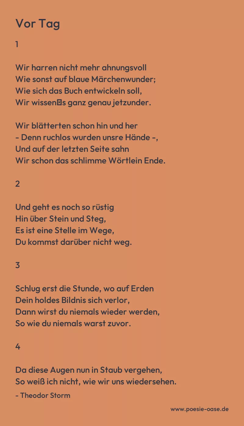 Gedicht: Vor Tag von Theodor Storm