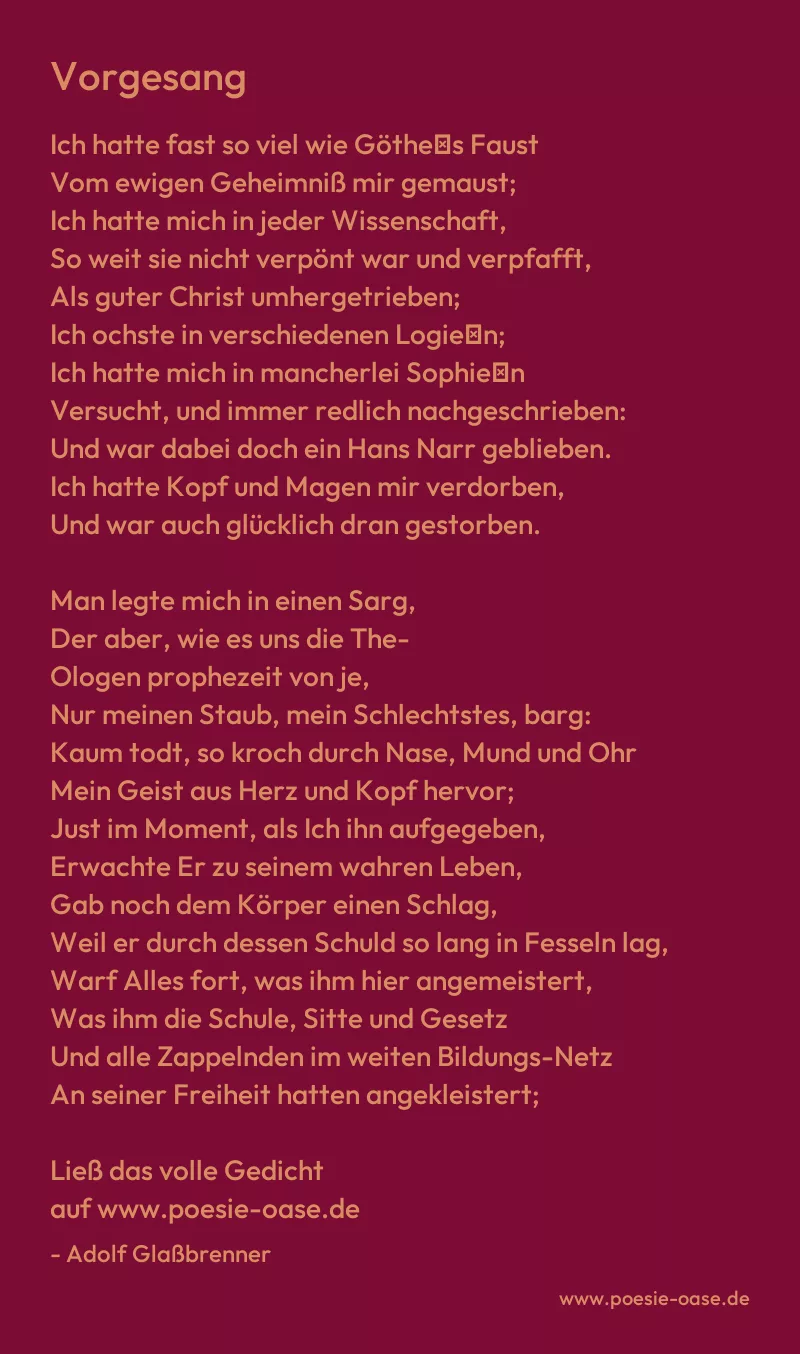 Gedicht: Vorgesang von Adolf Glaßbrenner