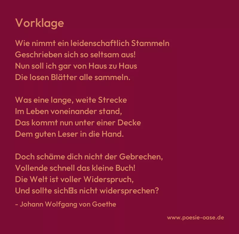 Gedicht: Vorklage von Johann Wolfgang von Goethe