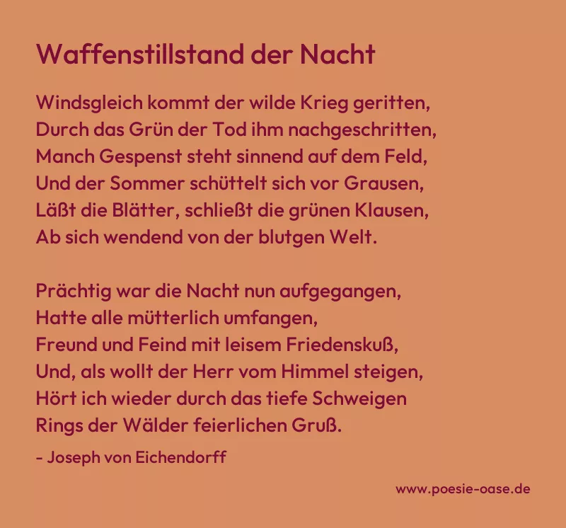 Gedicht: Waffenstillstand der Nacht von Joseph von Eichendorff