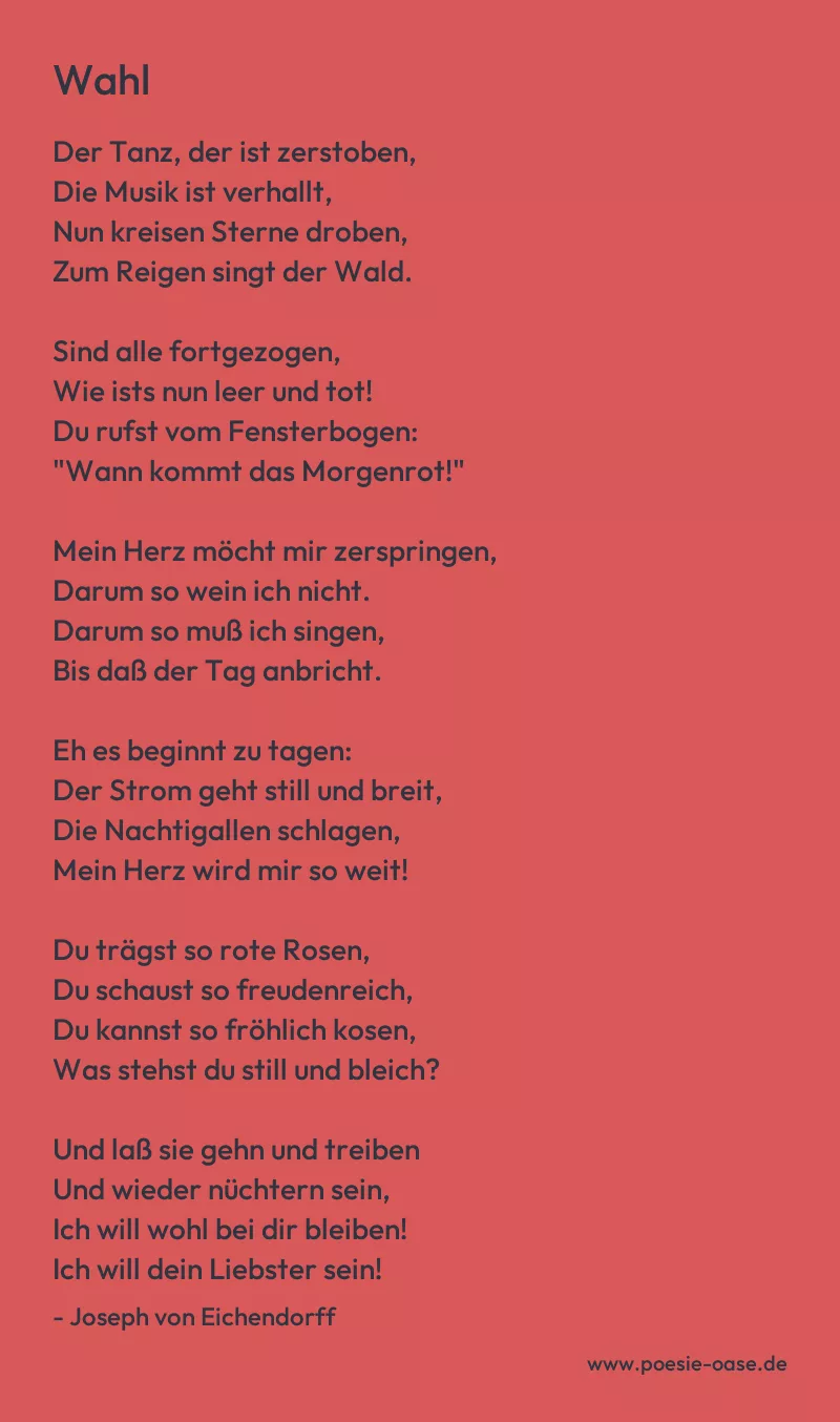 Gedicht: Wahl von Joseph von Eichendorff