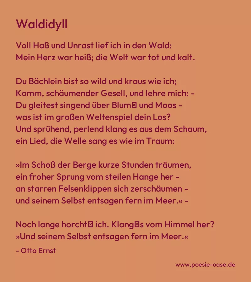 Gedicht: Waldidyll von Otto Ernst
