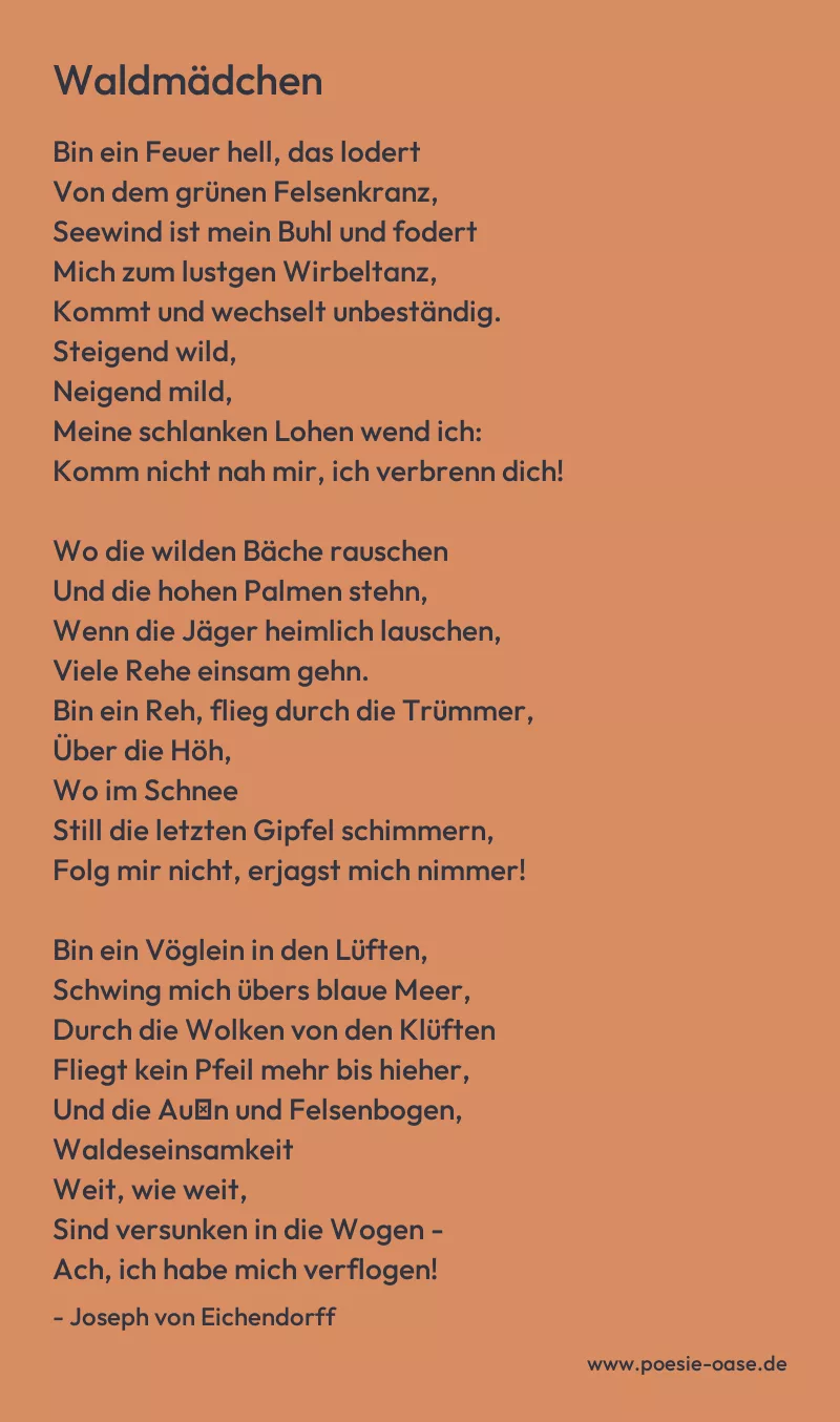 Gedicht: Waldmädchen von Joseph von Eichendorff