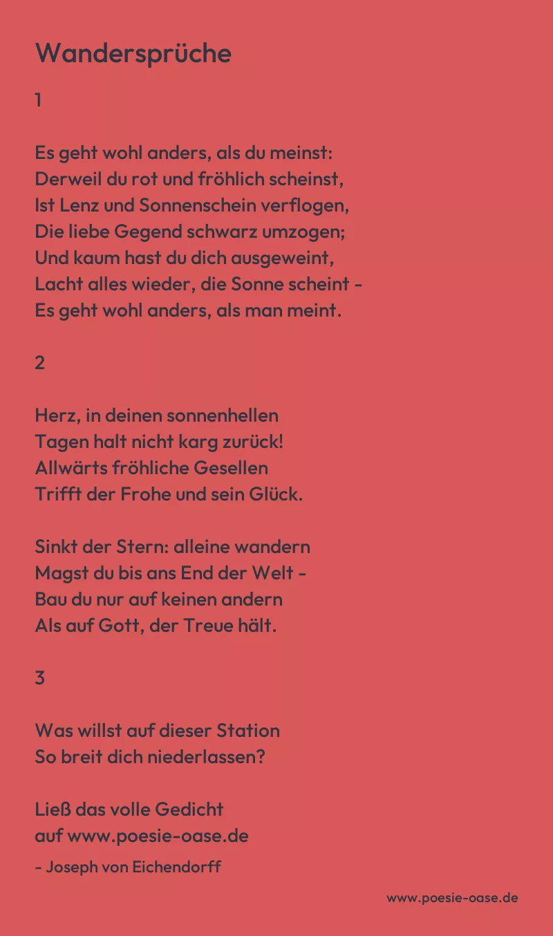 Gedicht: Wandersprüche von Joseph von Eichendorff