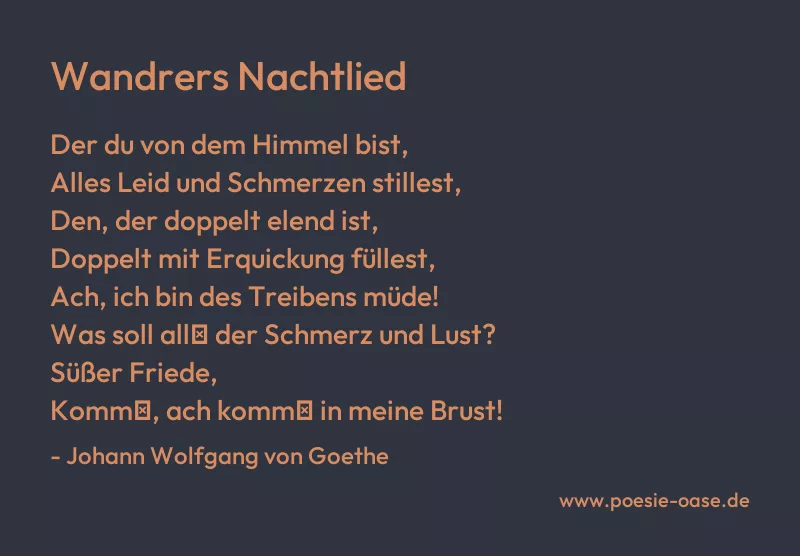 Gedicht: Wandrers Nachtlied von Johann Wolfgang von Goethe